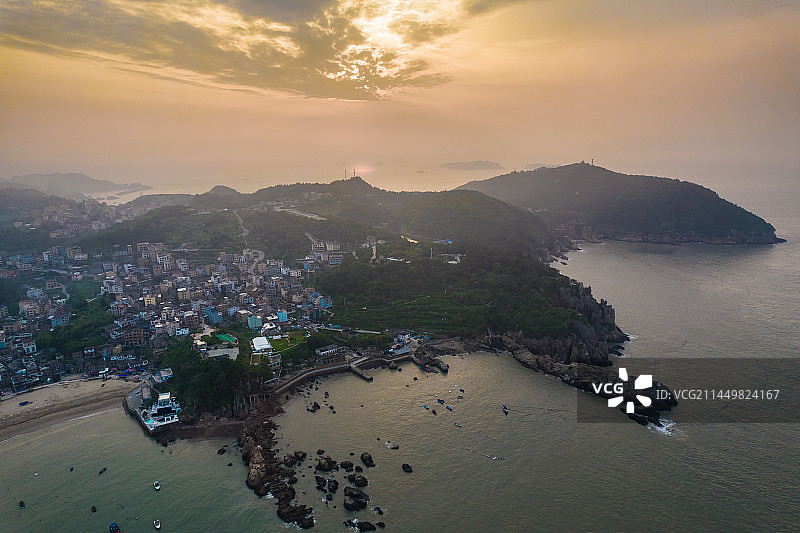 温州洞头，仙叠岩，日落图片素材