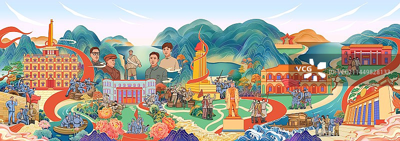 南昌红色文化长插画图片素材