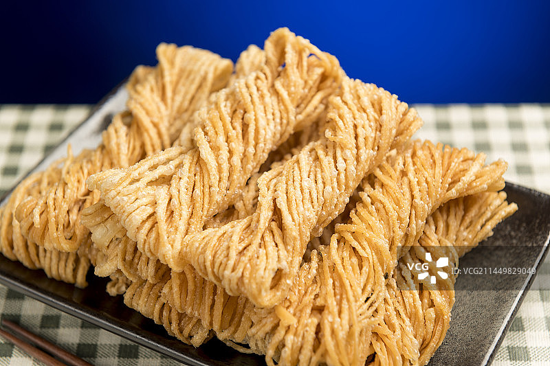 特色小吃油炸食品馓子特写图片素材