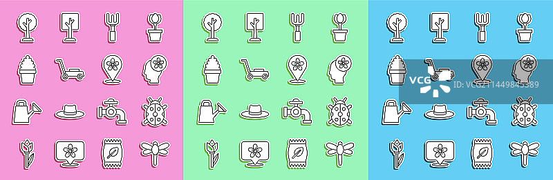 蜻蜓、瓢虫和人头像线条组合图片素材