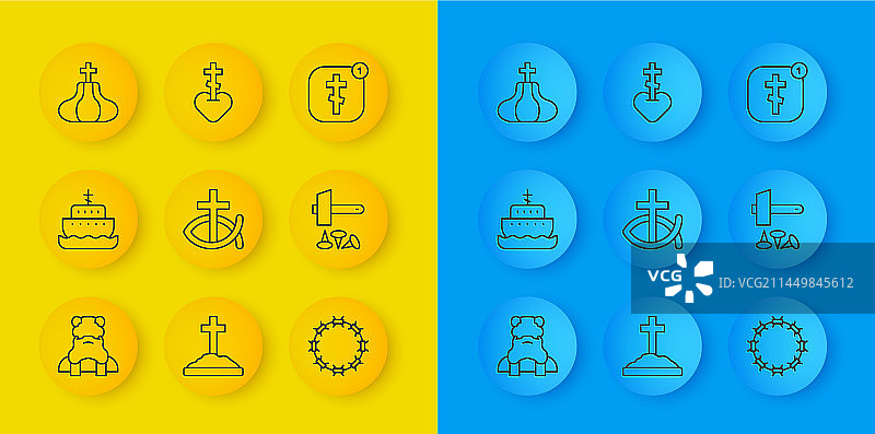 线性图标牧师诺亚方舟基督教鱼图片素材