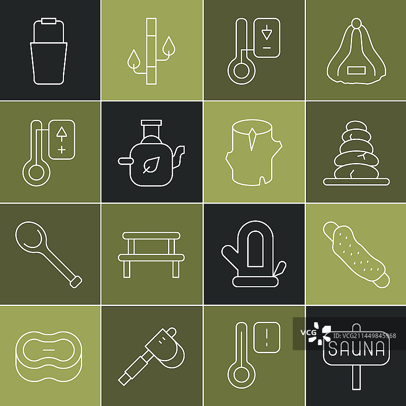 桑拿毛巾热石堆线条组合图片素材