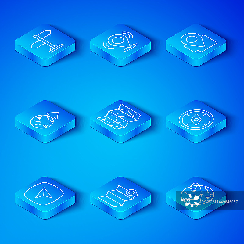 城市地图、导航和折叠地图等线条组合图片素材