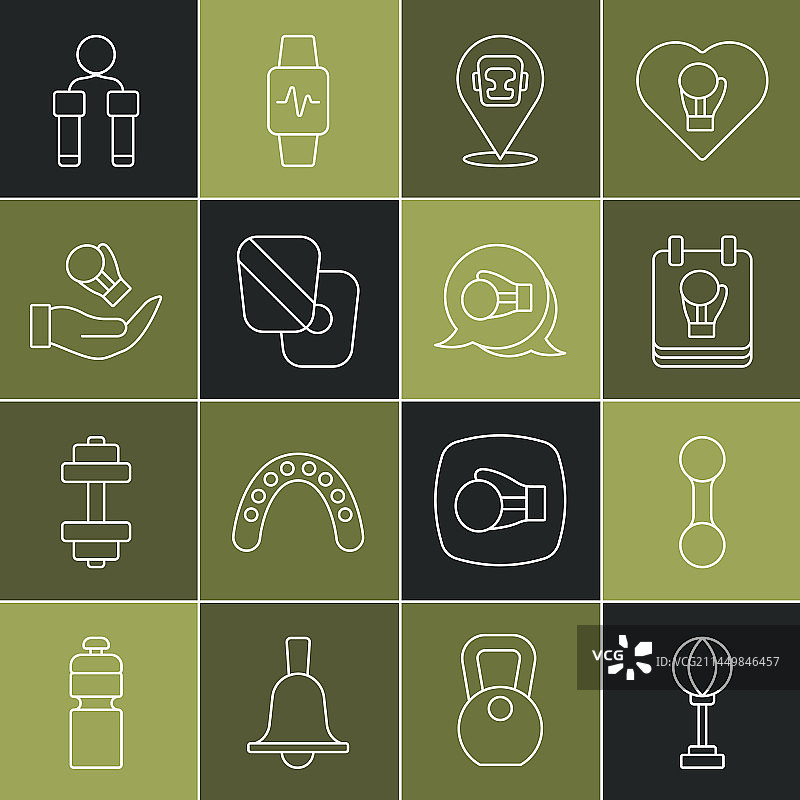 拳击沙袋哑铃手套运动装备组合图片素材