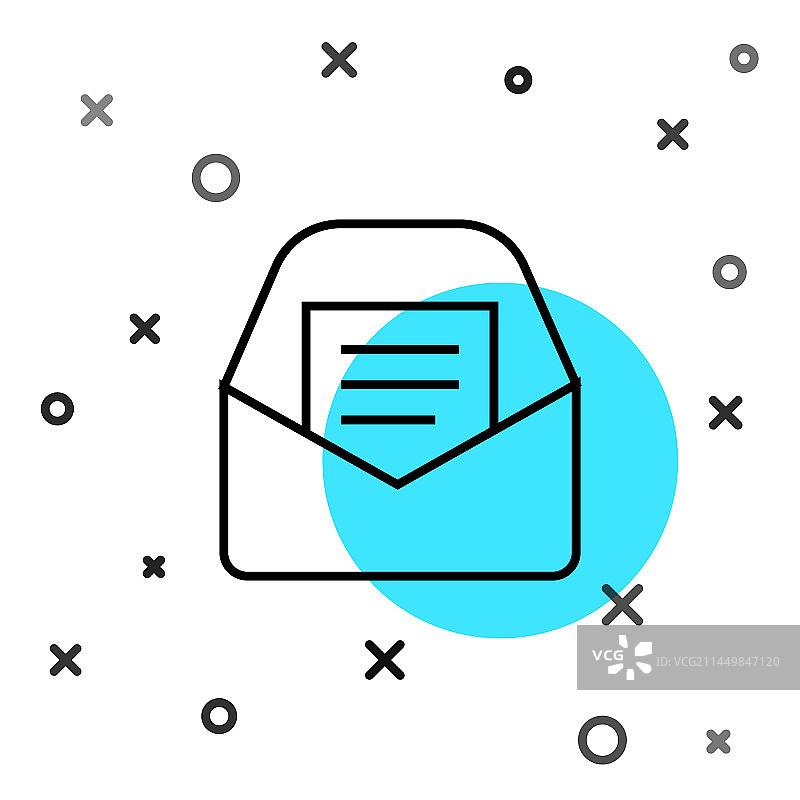 白色背景上的黑色线条邮件图标图片素材