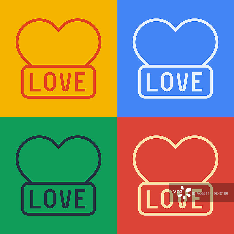 波普艺术线条爱心图标图片素材