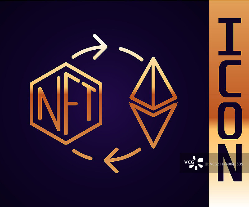 金色线条以太坊交易NFT图标图片素材