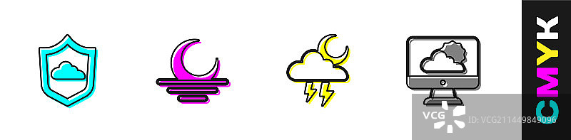 日落暴风天气预报图标图片素材