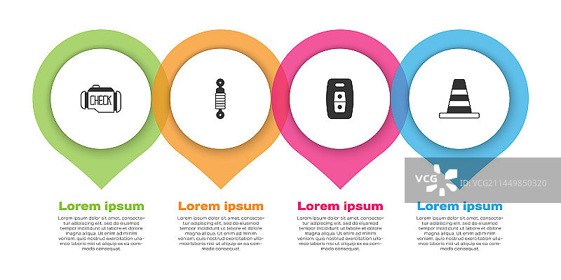 包含减震器的发动机检查车钥匙套件图片素材