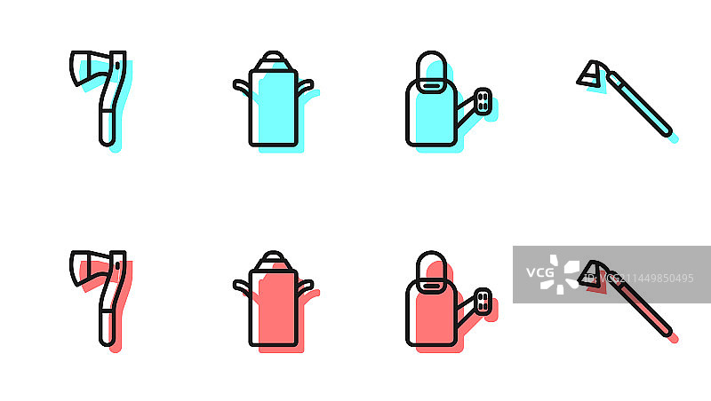 水管喷壶木斧容器组合图片素材