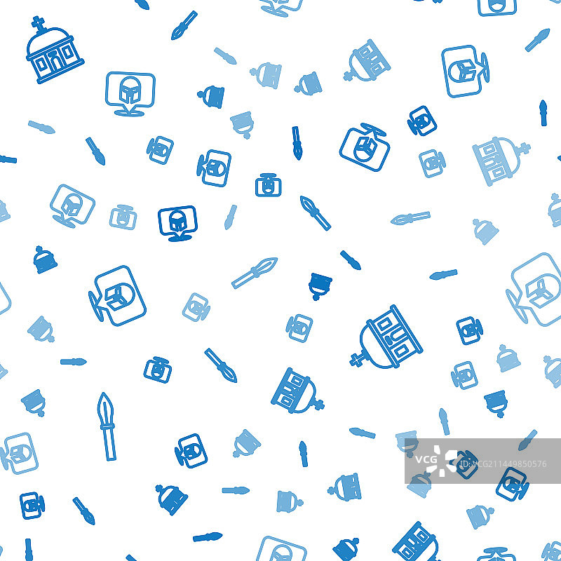 中世纪长矛与圣托里尼建筑图片素材