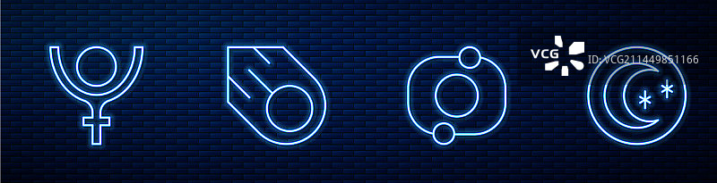 太阳系、冥王星符号和彗星线条组合图片素材