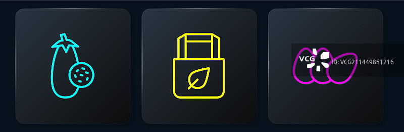 茄子鸡蛋和购物袋组合图片素材