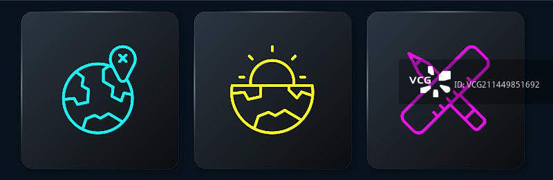 线条定位标志：地球与交叉的尺子图片素材