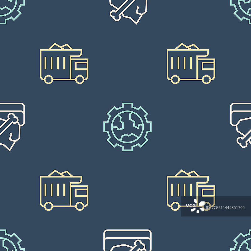 考古挖掘、矿用自卸车和齿轮组合图片素材