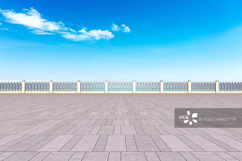 蓝天白云下的城市道路平台图片素材