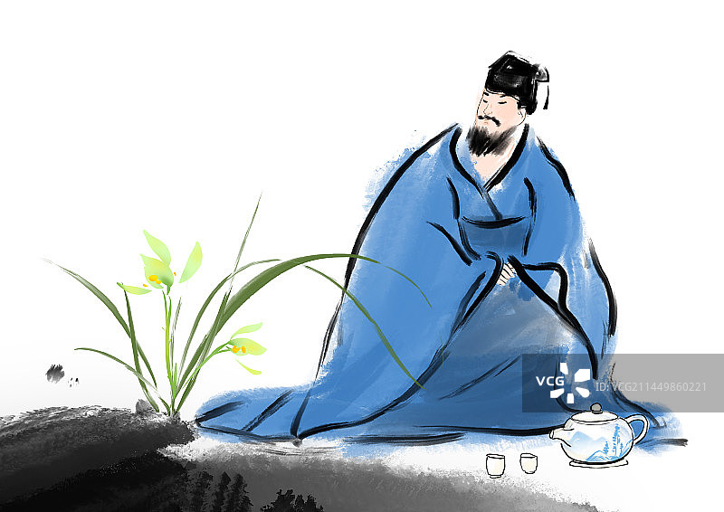 兰花与酒文化图片素材