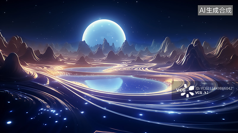 【AI数字艺术】梦幻异界星球三维插画图片素材