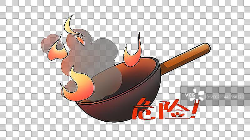 厨房油锅起火，卡通手绘消防安全宣传教育系列素材图片素材