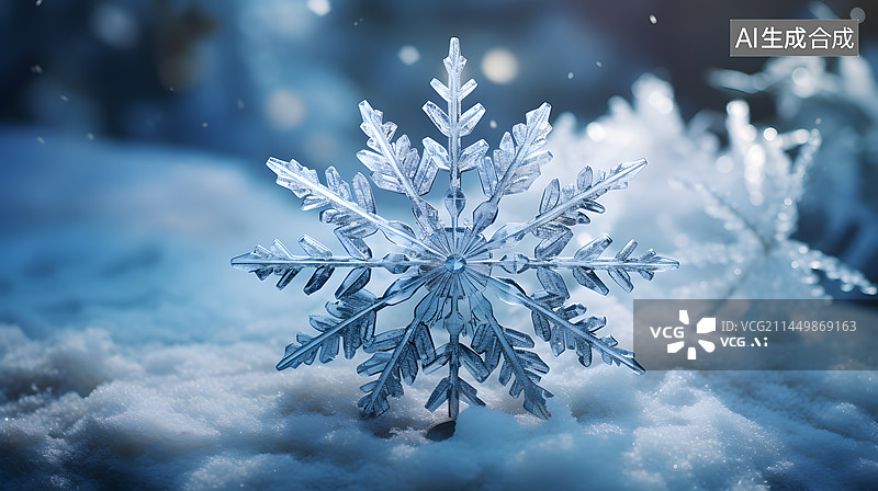 【AI数字艺术】冬天里高清的雪花图片素材