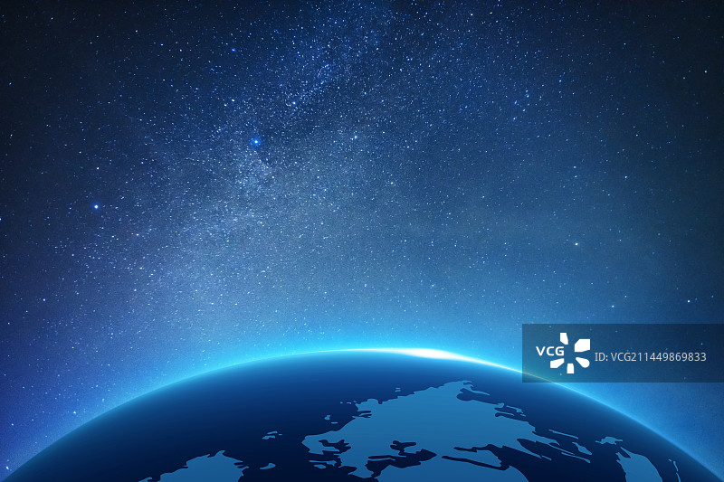 星空银河下的地球图片素材