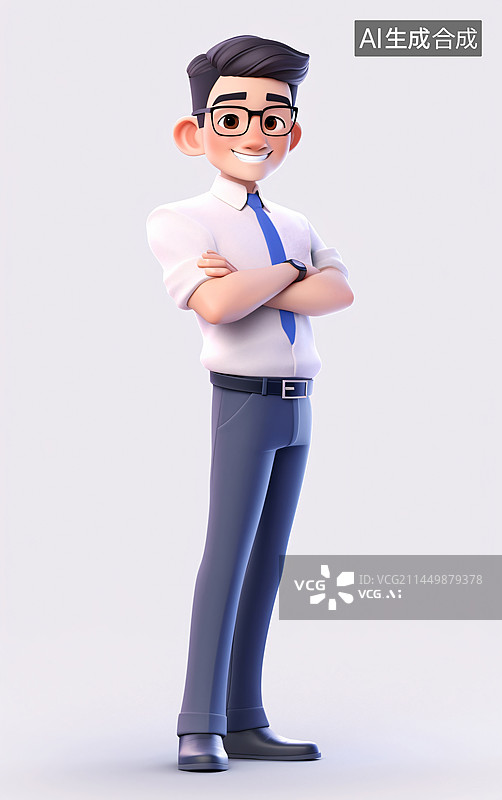 【AI数字艺术】青年男老师3D卡通人物图片素材