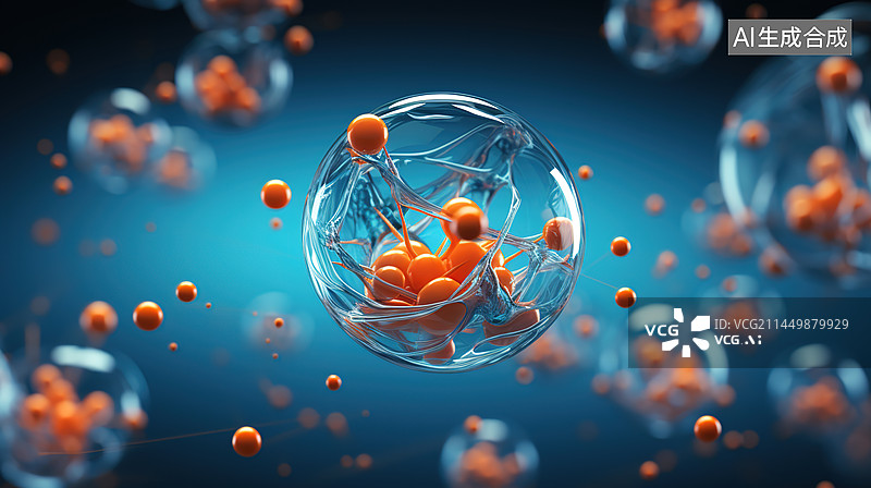 【AI数字艺术】细胞微生物分子结构图片素材