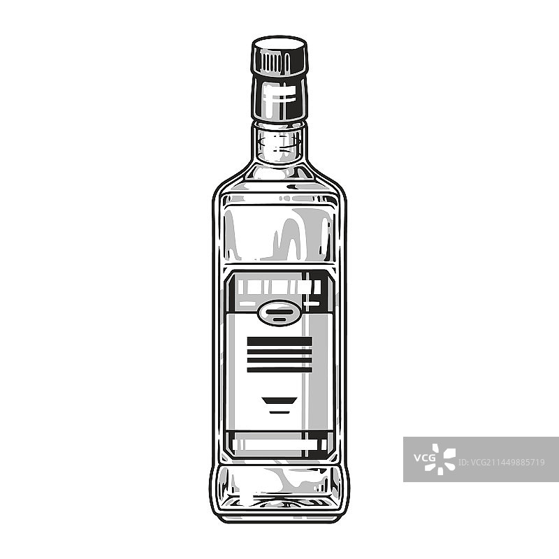 复古单色伏特加酒瓶标志图片素材