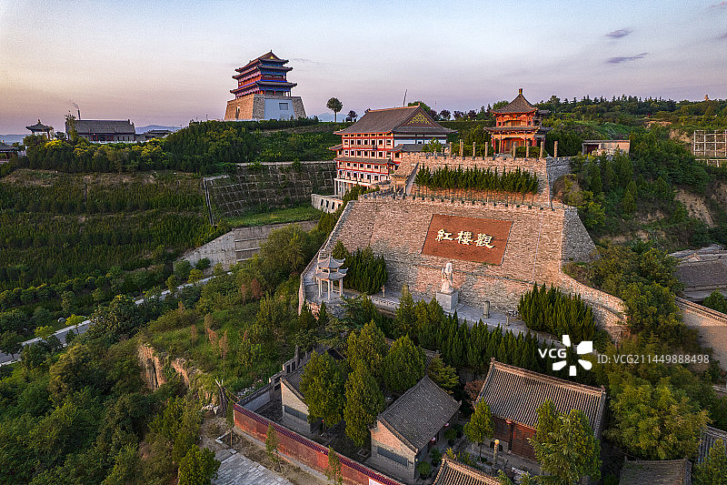 中国陕西省渭南市潼关县潼关古城航拍图片素材