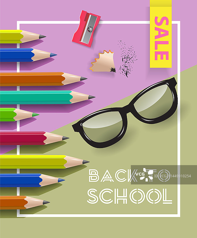 带框架的返校促销字母图片素材