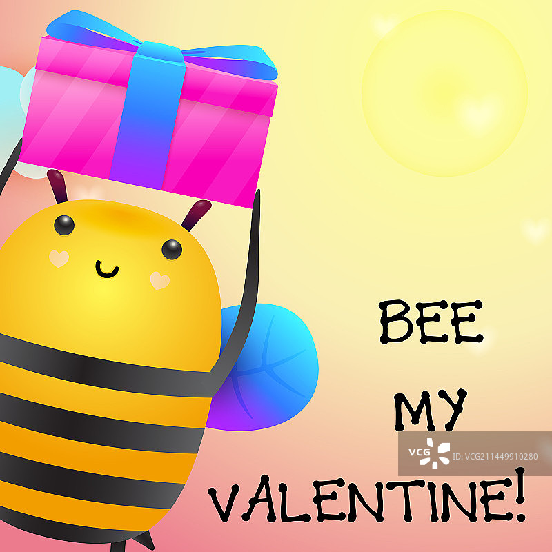 蜜蜂情人节浪漫海报设计图片素材