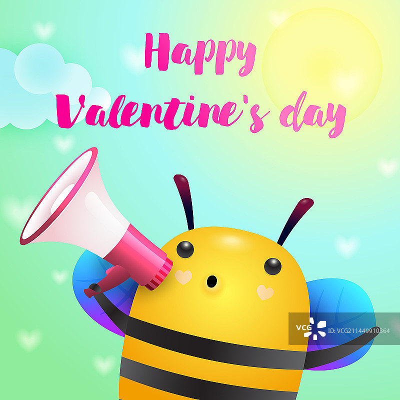 情人节海报设计可爱蜜蜂图片素材