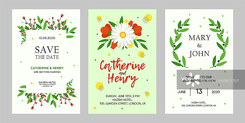 创意花卉婚礼请柬设计图片素材