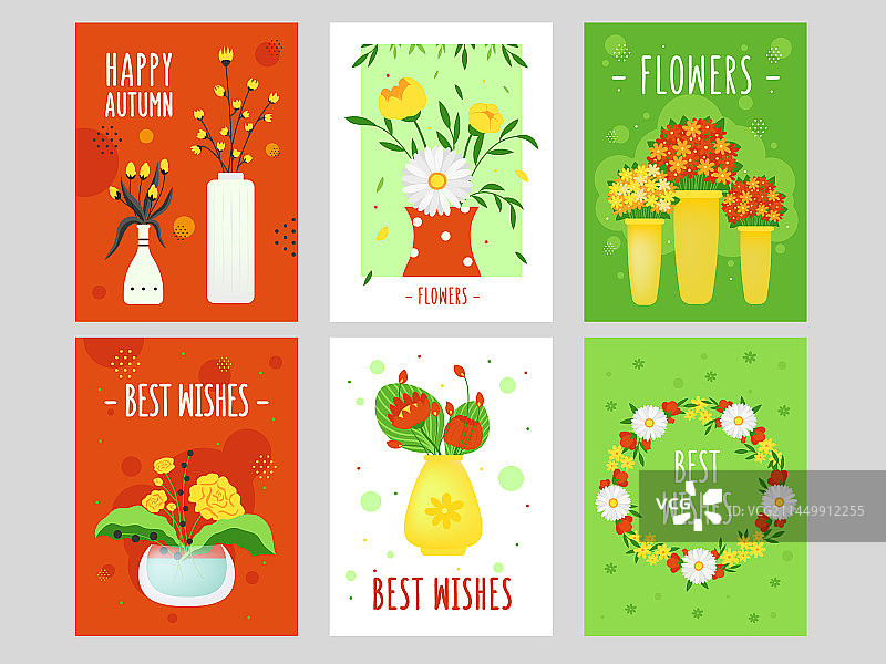 现代花卉贺卡设计图片素材