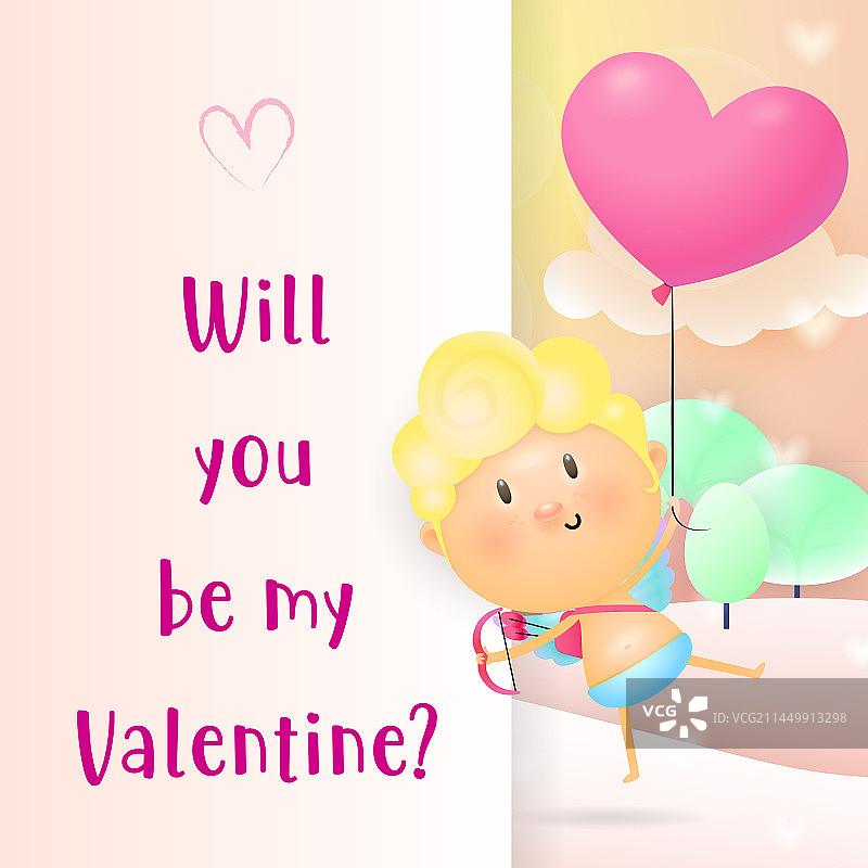 情人节告白：丘比特与浪漫文字图片素材