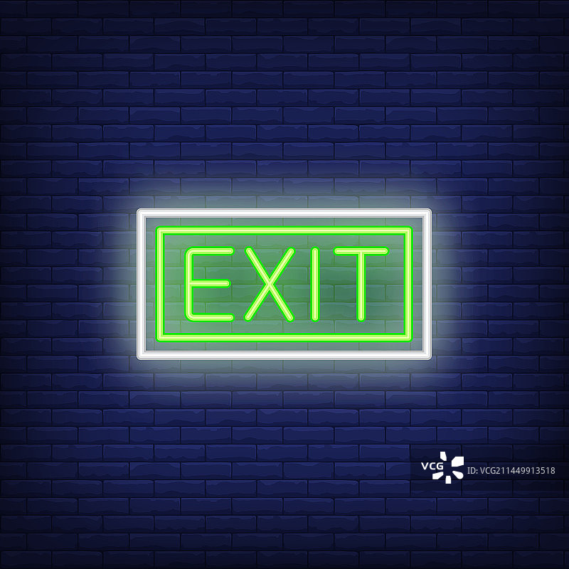 绿色出口霓虹灯标志图片素材