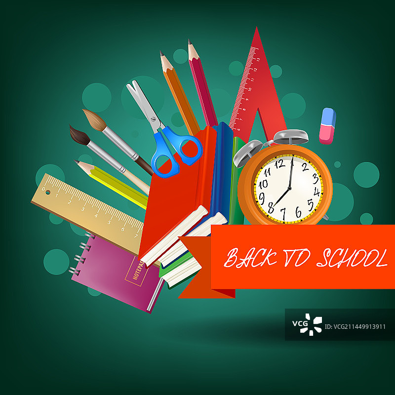 红色丝带上的返校季字样图片素材