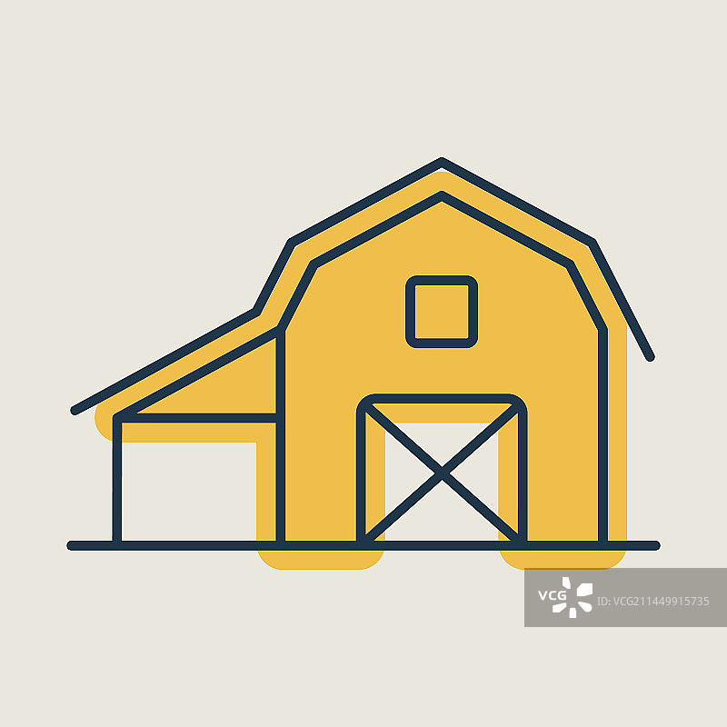 农场动物谷仓扁平图标图片素材