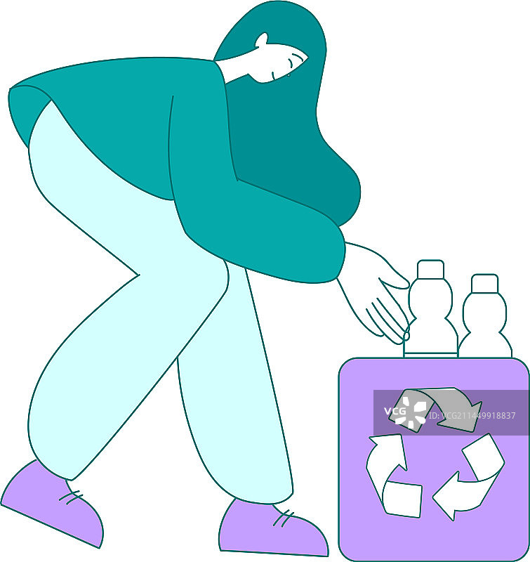 女性与塑料瓶的环保生活图片素材