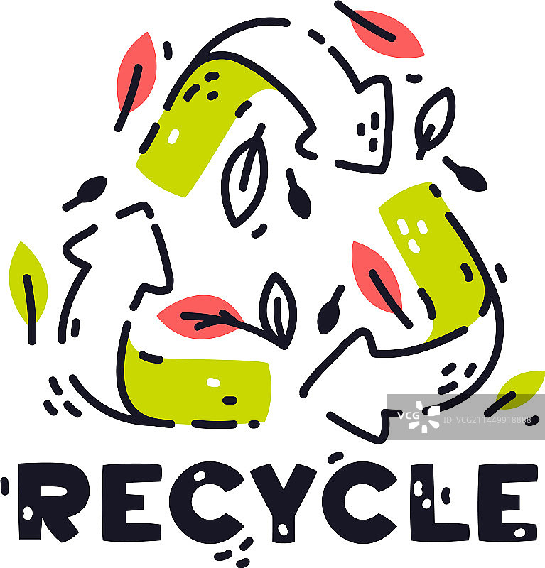 环保徽章与可循环生态标志图片素材