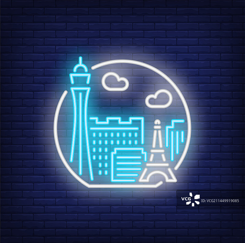 巴黎霓虹灯牌图片素材