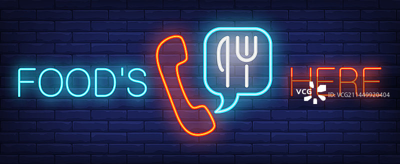 霓虹灯风格的美食招牌图片素材
