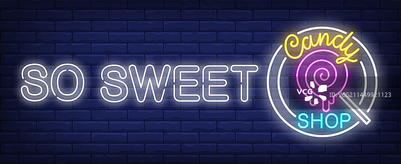 甜蜜糖果店霓虹灯牌图片素材