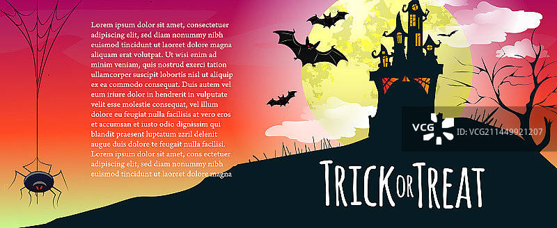 万圣节糖果文字与城堡示例文字图片素材