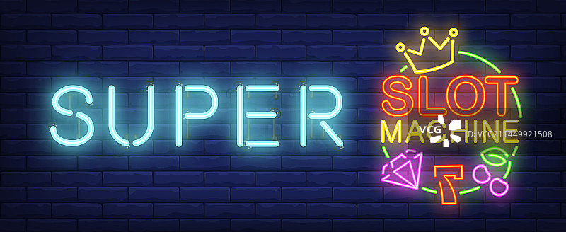 霓虹灯老虎机标志图片素材