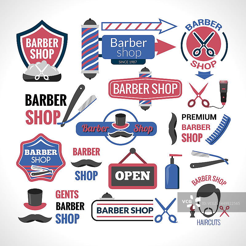 理发店标志标签合集图片素材