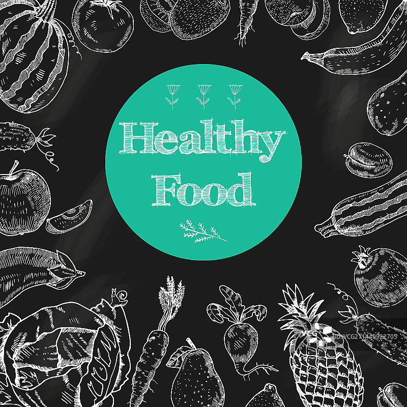 健康食品黑板背景图片素材