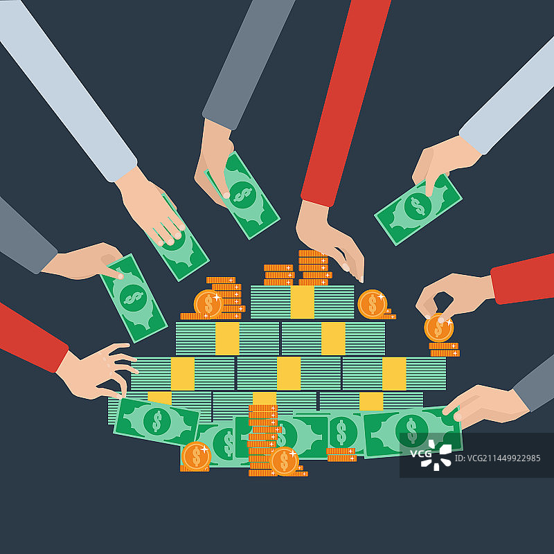 扁平风长臂抓钱海报图片素材