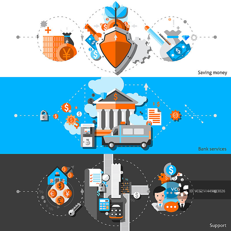 银行横幅套装图片素材