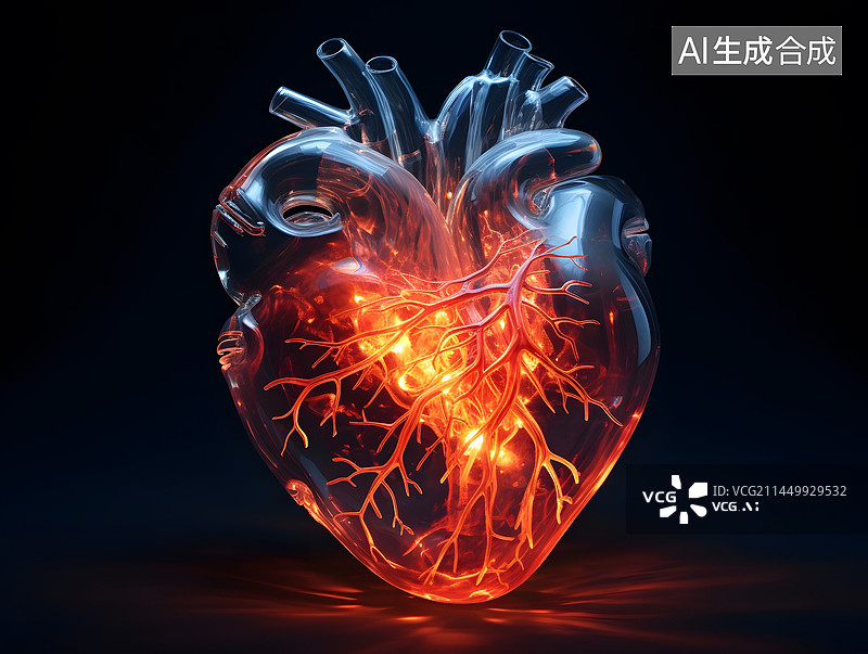 【AI数字艺术】三维透明心脏c4d图片素材